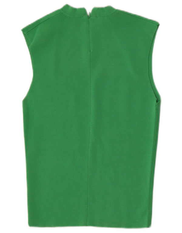 Blusa feminina sem mangas Zara Top UK 14 grande viscose verde