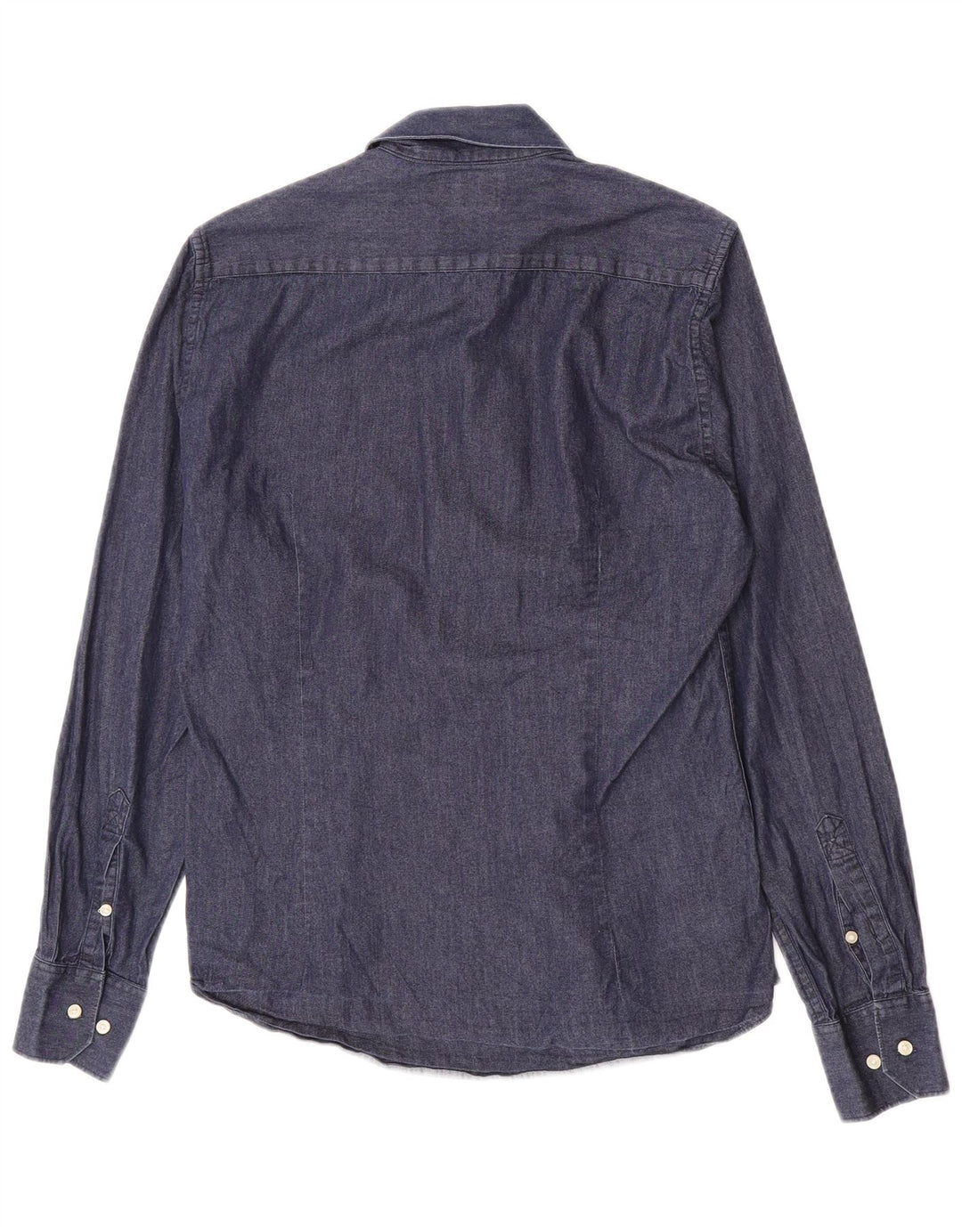 Camisa jeans masculina Barbour sob medida, pequena, azul marinho, algodão