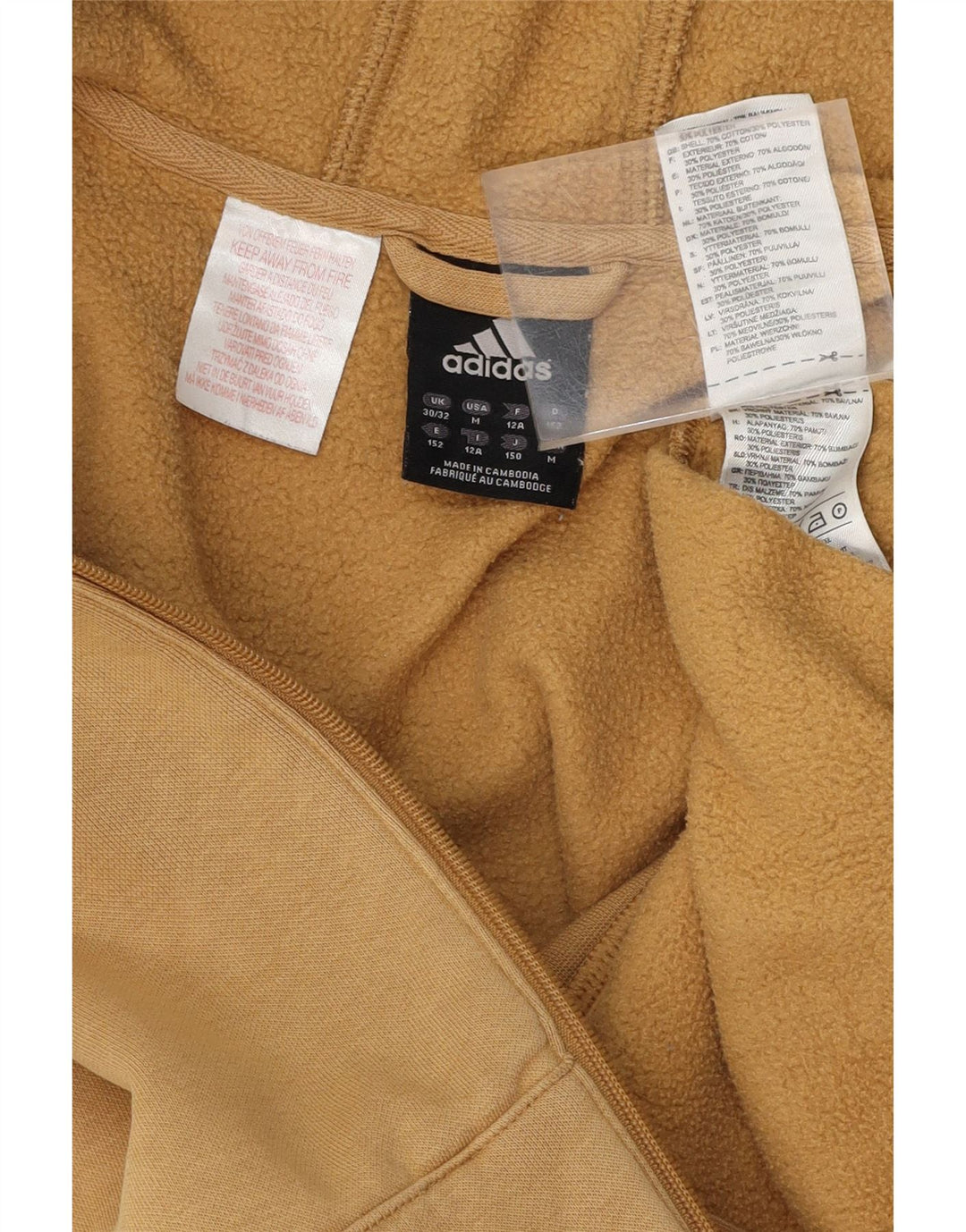 ADIDAS Boys Zip Hoodie Sweater 11-12 Years Beige Cotton Vintage Adidas and Second-Hand Adidas from Messina Hembry 