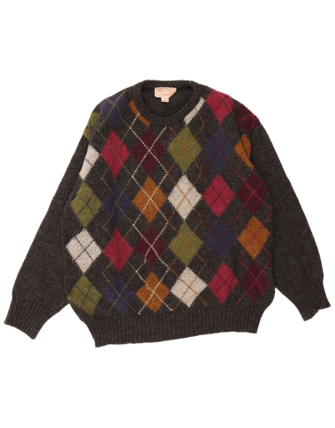 Suéter masculino Rifle com gola redonda XL cinza Argyle/lã diamante