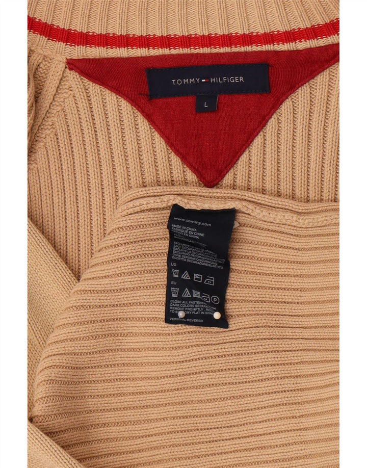 Suéter cardigã masculino Tommy Hilfiger grande algodão bege