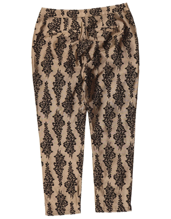 Calça feminina Boden UK 10 pequena W28 L24 algodão floral marrom