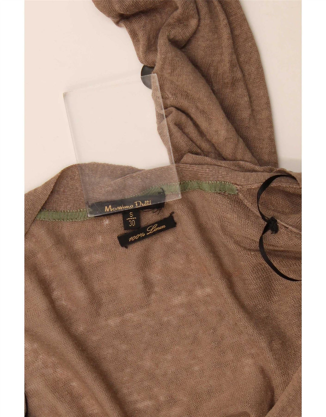 Suéter cardigã feminino Massimo Dutti Reino Unido 10 pequeno linho marrom
