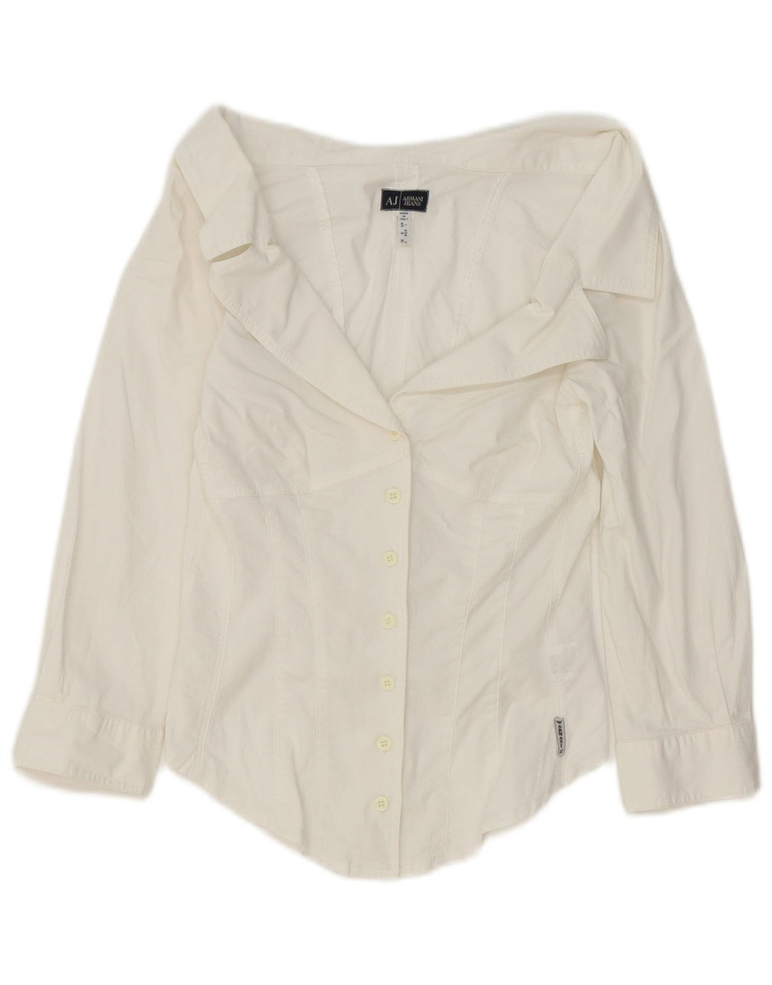Camisa feminina Armani Jeans manga 3/4 IT 42 algodão branco médio