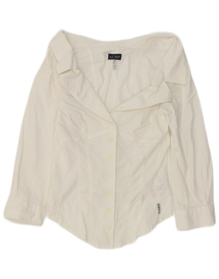 Camisa feminina Armani Jeans manga 3/4 IT 42 algodão branco médio