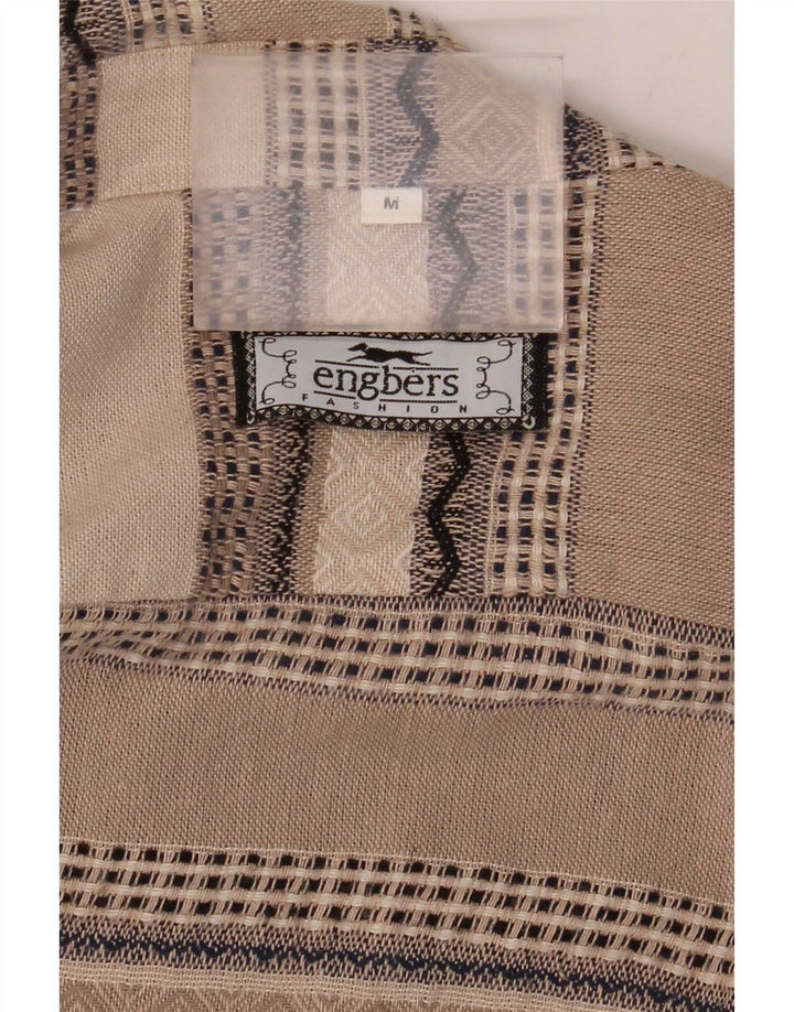 Engbers Camisa masculina média bege listrada