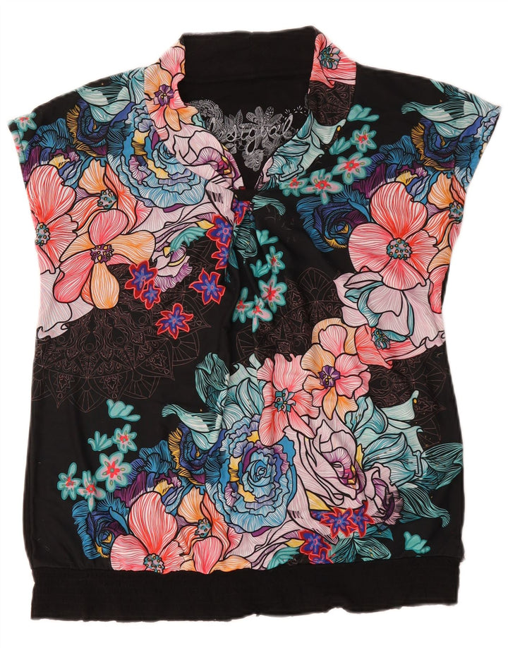 Blusa feminina Desigual UK 16 grande viscose floral multicolorida