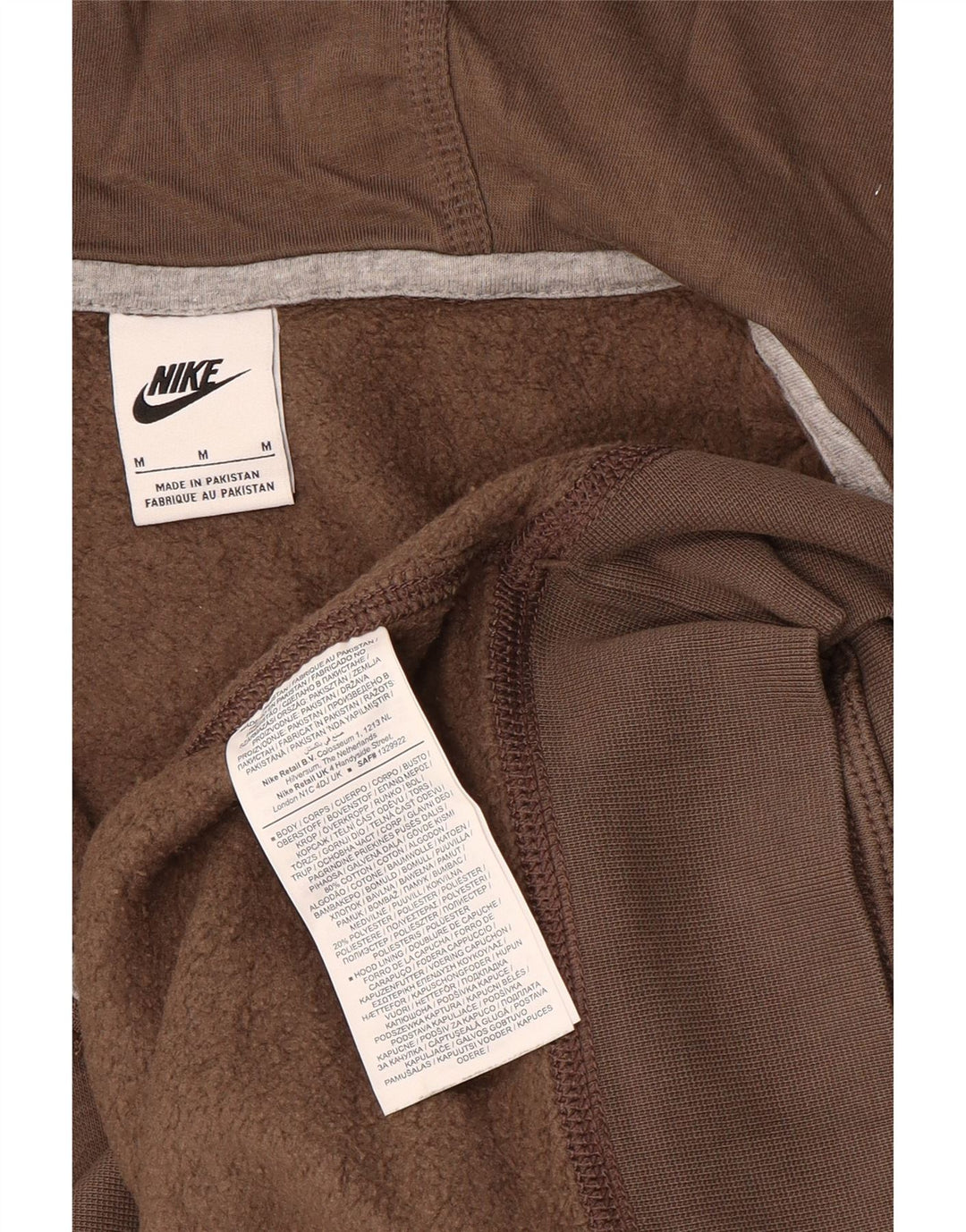 Suéter Nike masculino com capuz e zíper médio marrom algodão
