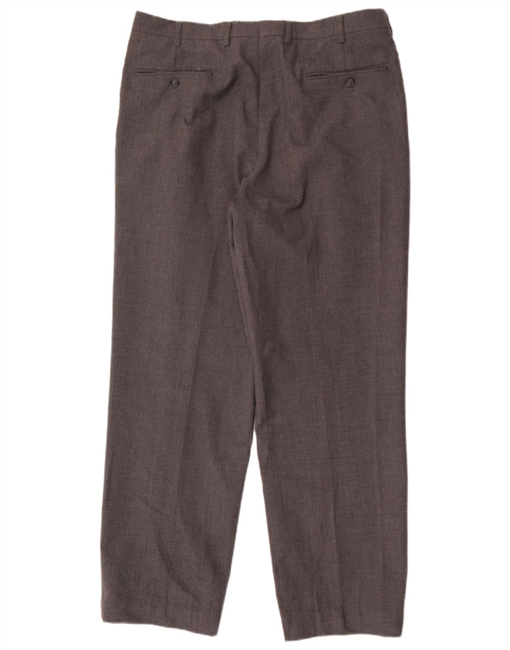 Calça masculina de terno reto Yves Saint Laurent W36 L30 poliéster cinza