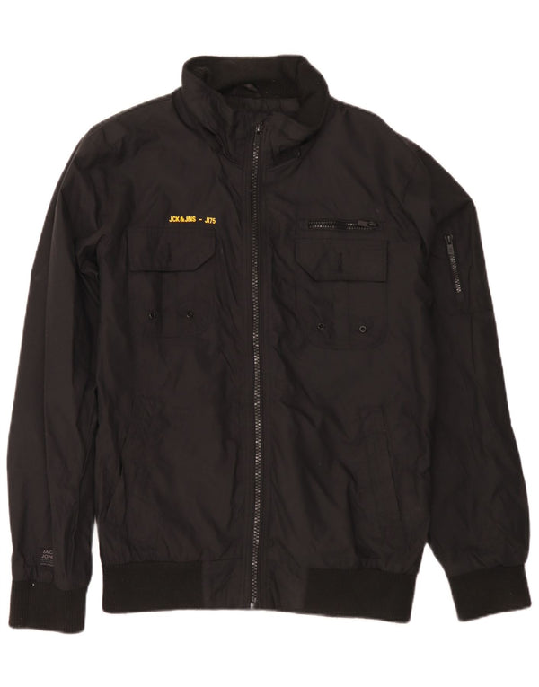 Jaqueta bomber masculina Jack & Jones Reino Unido 38 nylon preto médio