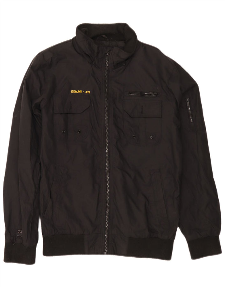 Jaqueta bomber masculina Jack & Jones Reino Unido 38 nylon preto médio