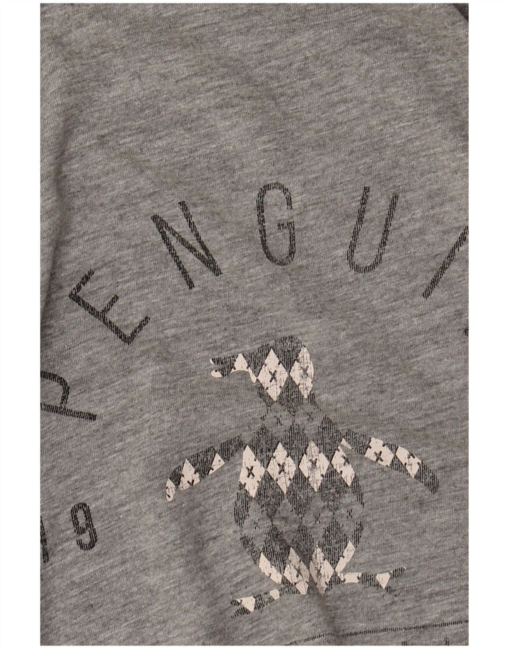 Camiseta gráfica masculina Penguin Top grande algodão cinza