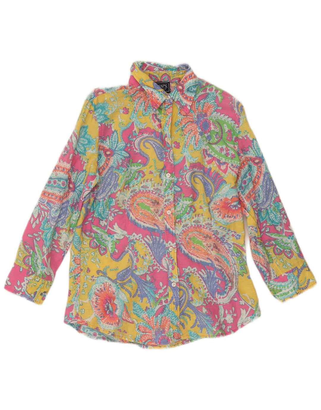 Blusa feminina manga 3/4 CHAPS Reino Unido 10 pequena paisley multicolorida