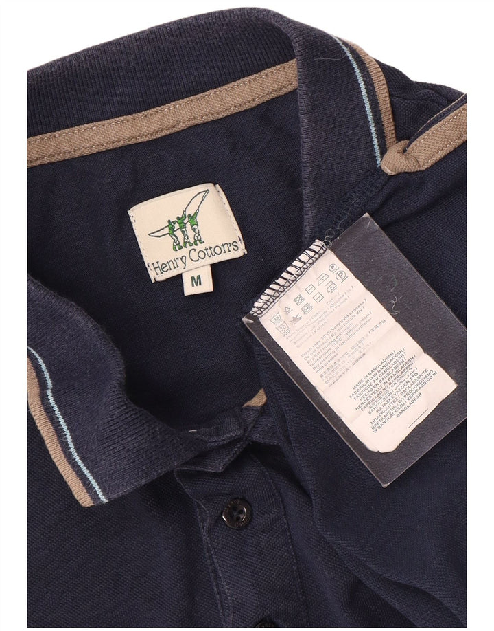 Camisa polo masculina Henry Cottons médio algodão azul marinho