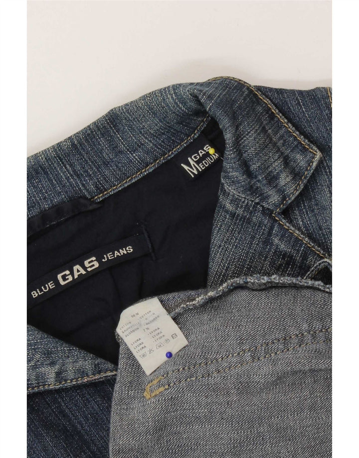 Jaqueta Blazer Jeans Feminina Gas com 3 Botões Reino Unido 12 Algodão Azul Médio