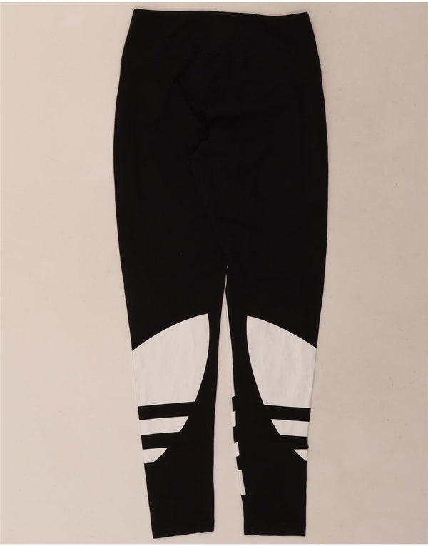 Adidas Womens Graphic Leggings UK 12 Médio Preto Colorblock Algodão