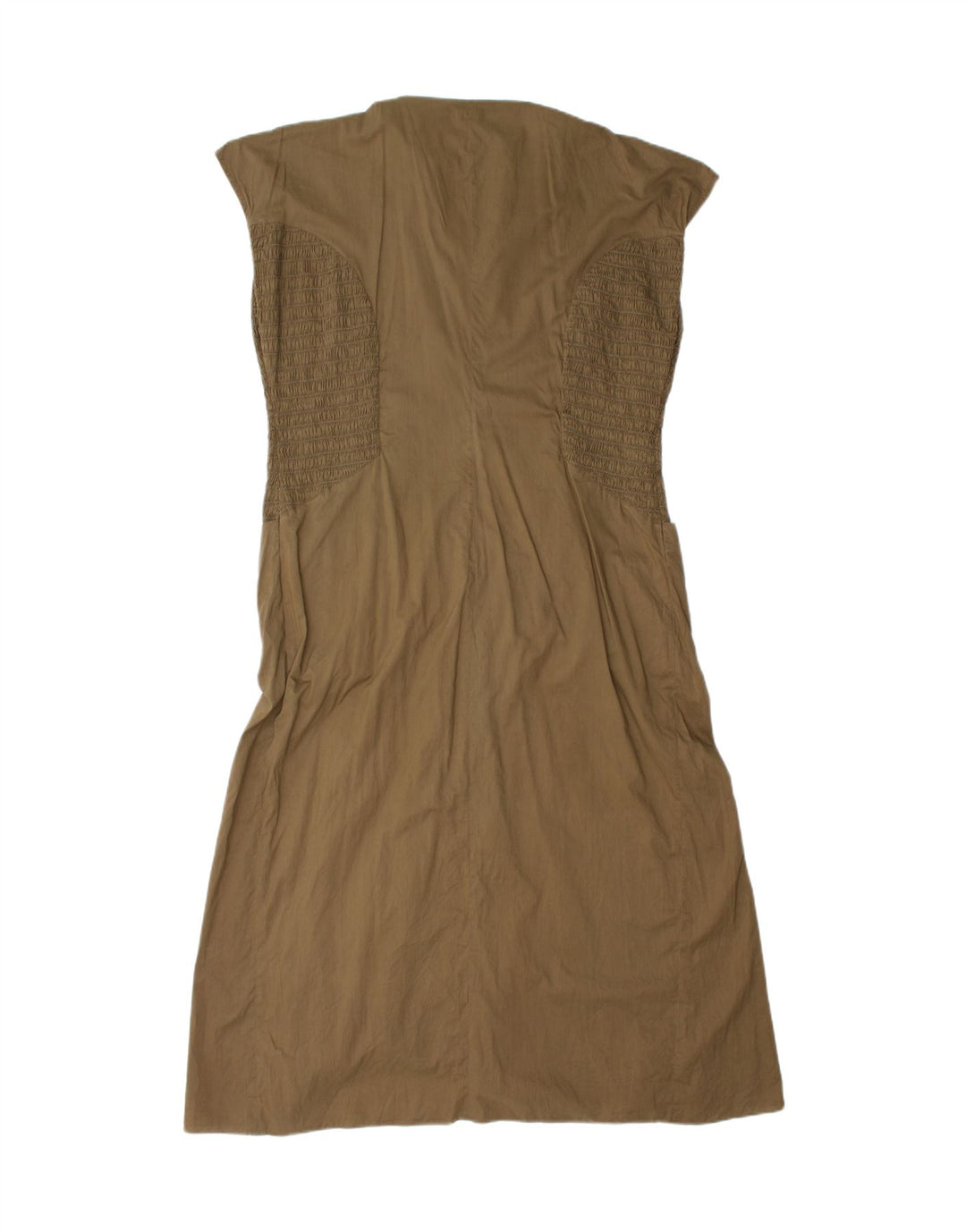 AMULETI Womens A-Line Dress UK 16 Large Khaki Cotton Vintage Amuleti and Second-Hand Amuleti from Messina Hembry 
