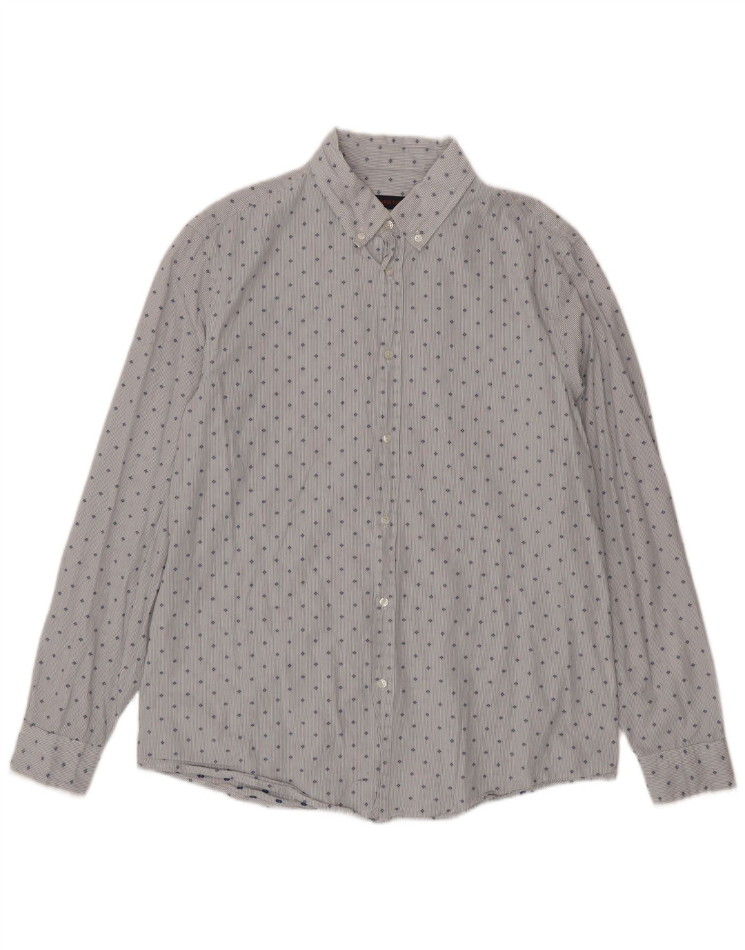 Trussardi Jeans Camisa masculina tamanho 43 grande azul manchado