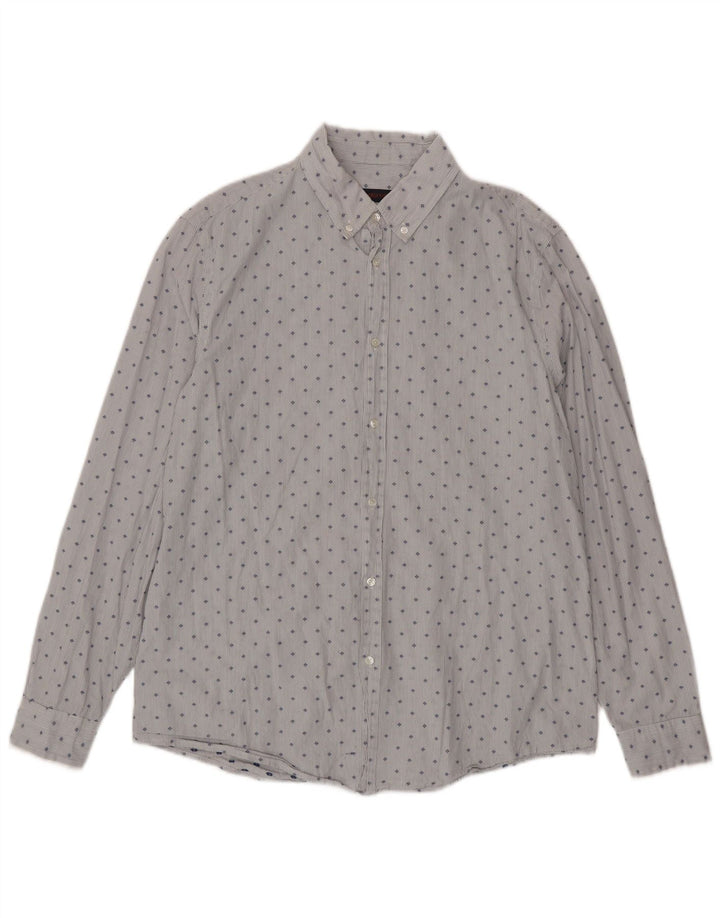 Trussardi Jeans Camisa masculina tamanho 43 grande azul manchado