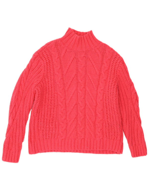 Suéter feminino Marks & Spencer com gola tartaruga Reino Unido 12 rosa médio