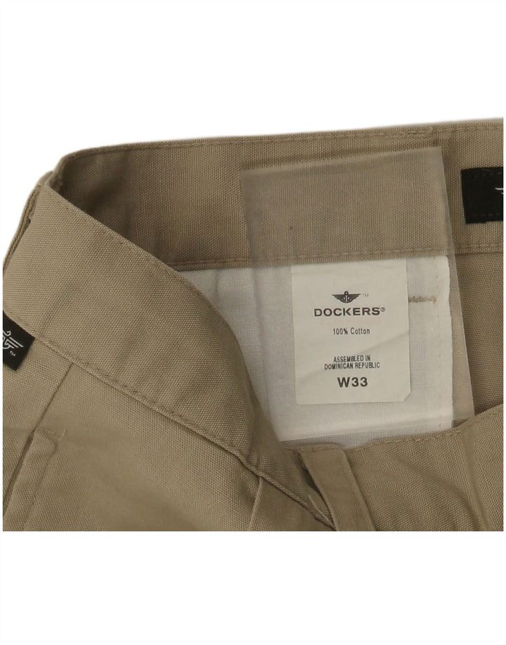 DOCKERS Masculino Pegged Chino Shorts W33 Algodão Bege Médio