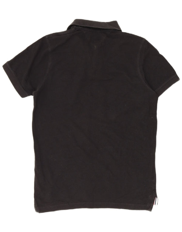Camisa polo masculina Tommy Hilfiger pequena de algodão preto