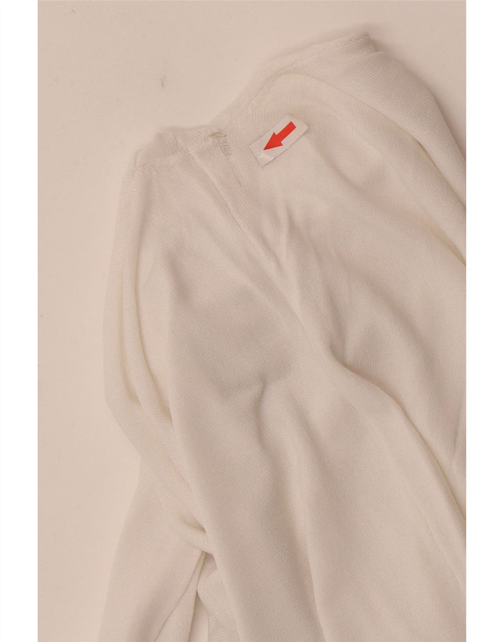Zara Top feminino transparente manga comprida Reino Unido 12 viscose branca média