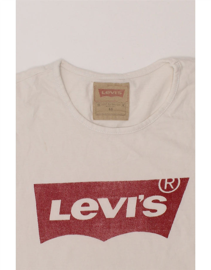 LEVI'S Girls Graphic T-Shirt Top 9-10 Years White Cotton Vintage Levi's and Second-Hand Levi's from Messina Hembry 