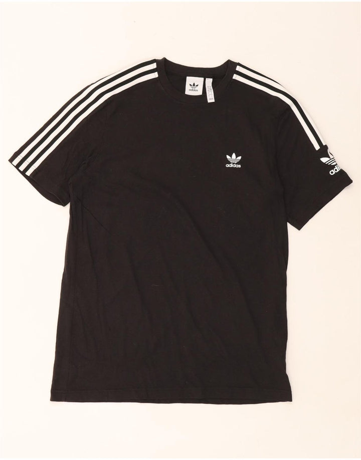Adidas Mens Camiseta Top Grande Algodão Preto