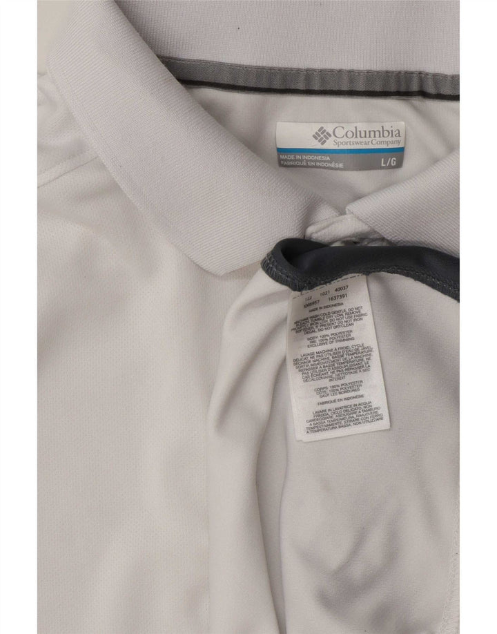 Camisa polo masculina Columbia grande poliéster colorblock branco
