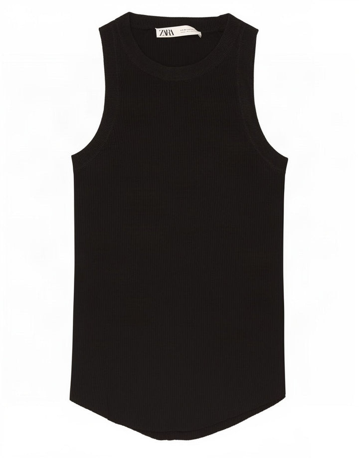 Colete feminino Zara UK 12 médio preto viscose