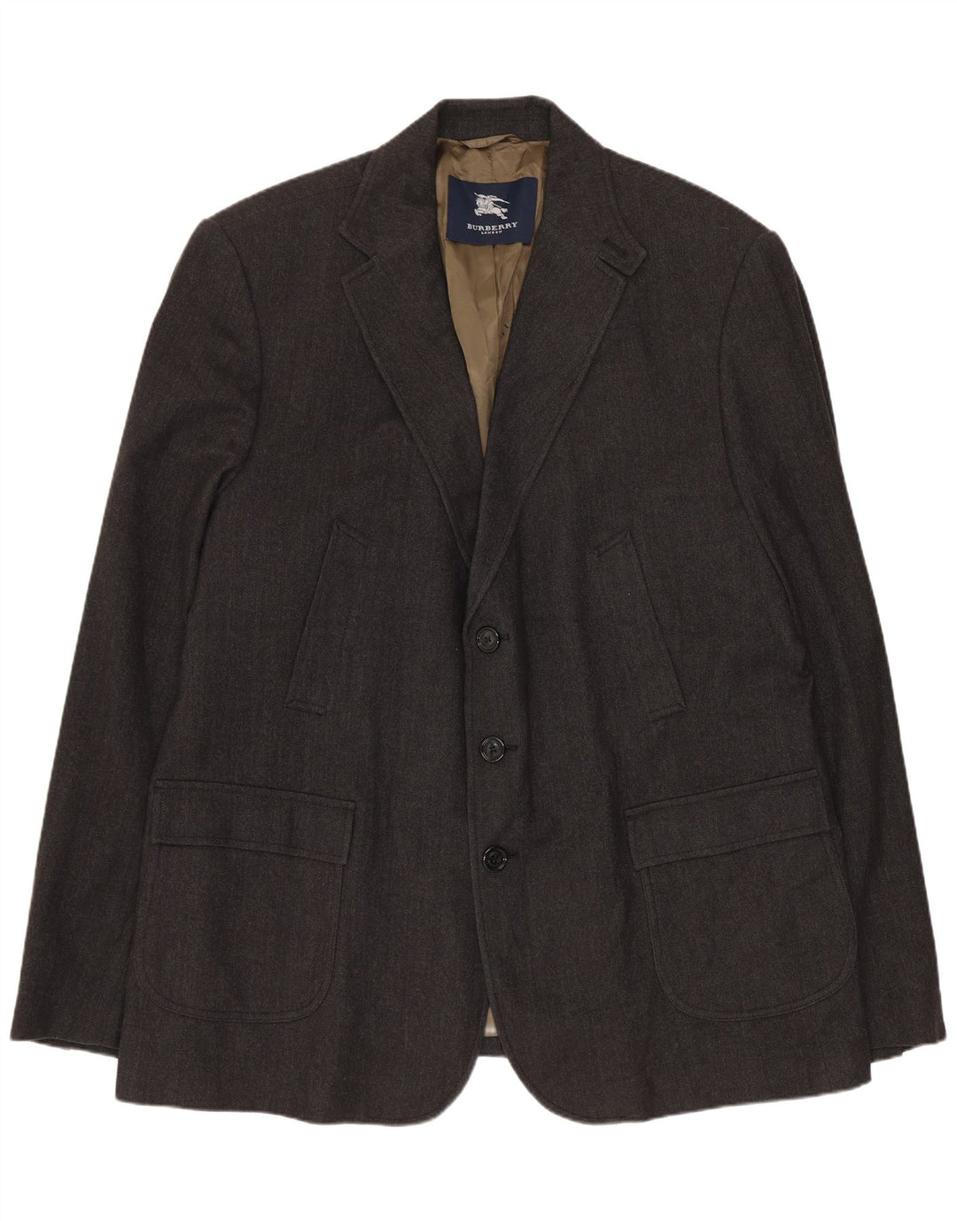 Jaqueta blazer masculina Burberry com 3 botões Reino Unido 42 XL lã espinha de peixe cinza