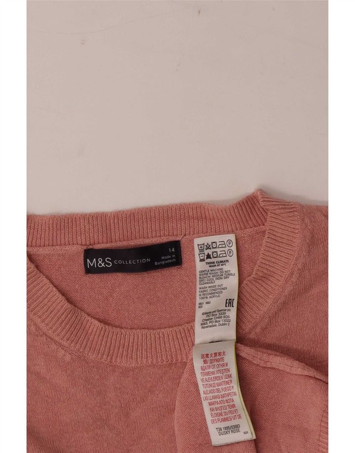 Suéter feminino Marks & Spencer com gola redonda Reino Unido 14 acrílico rosa médio