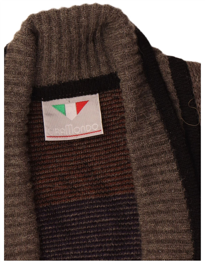 Suéter cardigã masculino Giramondo com peito duplo IT 48 cinza médio geométrico
