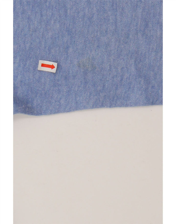 Suéter cardigã feminino WHITE STUFF Reino Unido 10 pequeno algodão manchado azul
