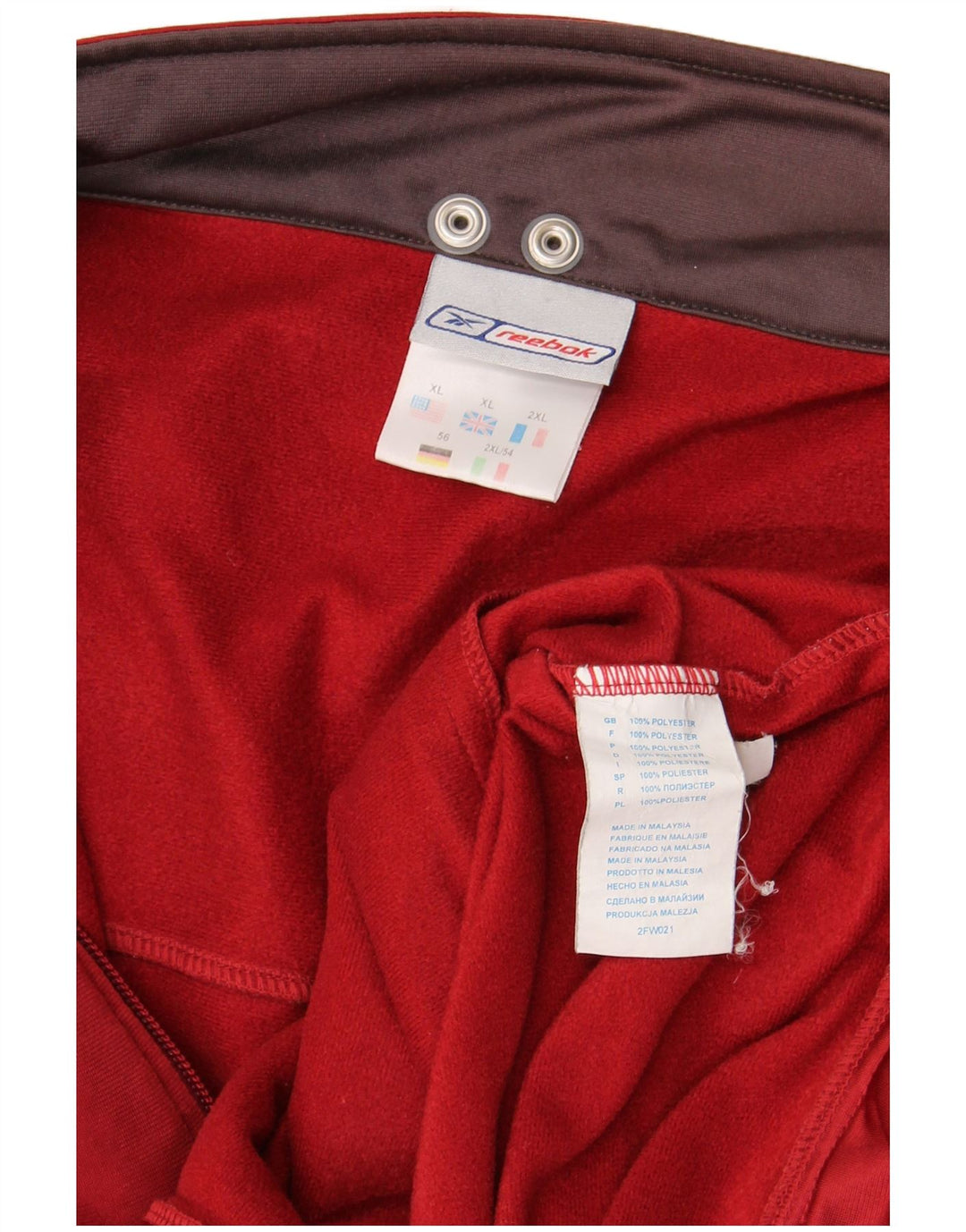 Reebok Mens Tracksuit Top Jacket XL Poliéster Vermelho