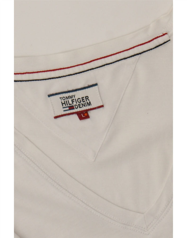 TOMMY HILFIGER Mens T-Shirt Top Large White Cotton Vintage Tommy Hilfiger and Second-Hand Tommy Hilfiger from Messina Hembry 