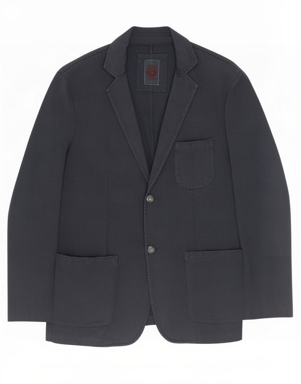 Jaqueta blazer masculina Trussardi com 2 botões EU 52 XL azul marinho algodão
