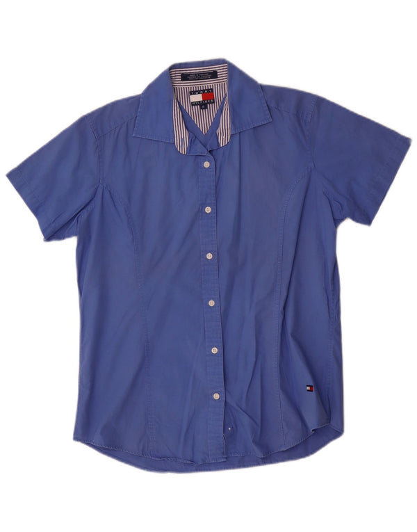 Camisa feminina de manga curta Tommy Hilfiger EUA 8 algodão azul médio