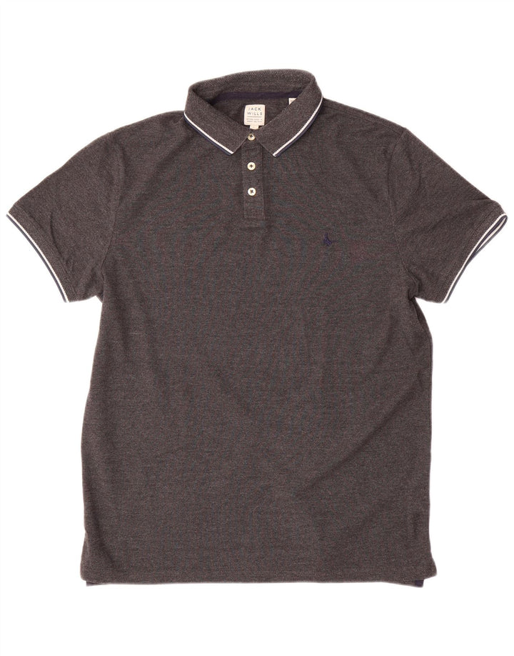 Camisa polo masculina JACK WILLS grande algodão cinza