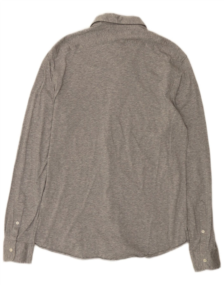 Camisa masculina Reiss algodão cinza médio