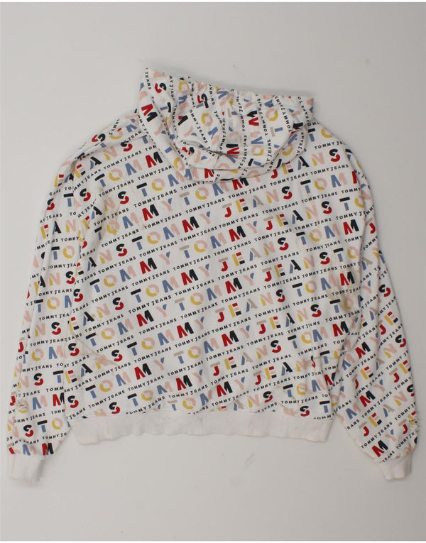 Tommy Hilfiger moletom feminino com capuz grande gráfico UK 18 XL algodão branco