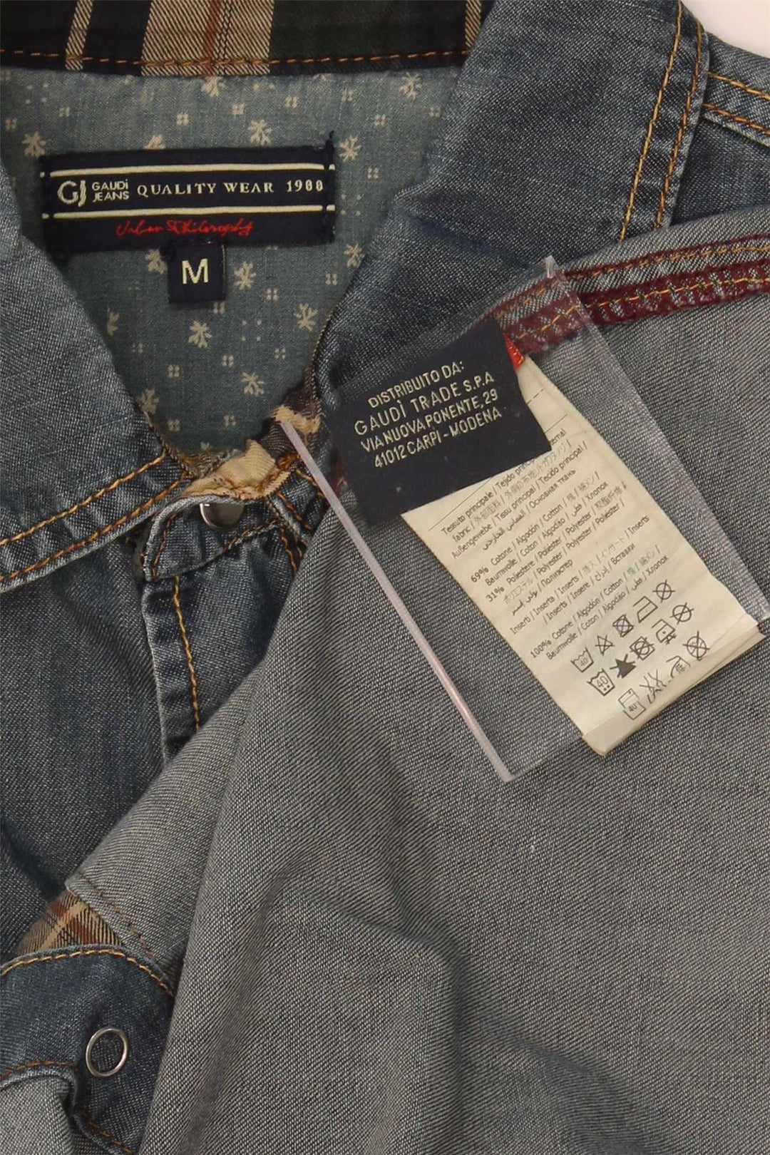 Camisa jeans masculina GAUDI algodão azul médio