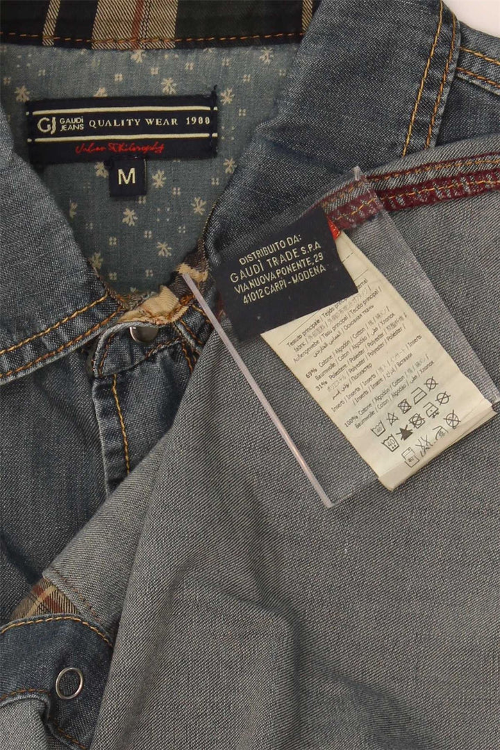 Camisa jeans masculina GAUDI algodão azul médio