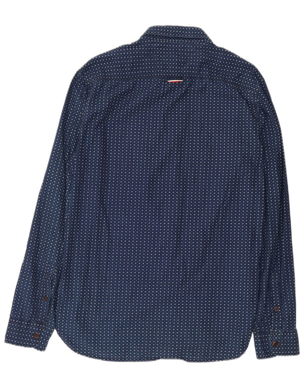 Camisa masculina Tommy Hilfiger com estampa abstrata grande algodão azul marinho