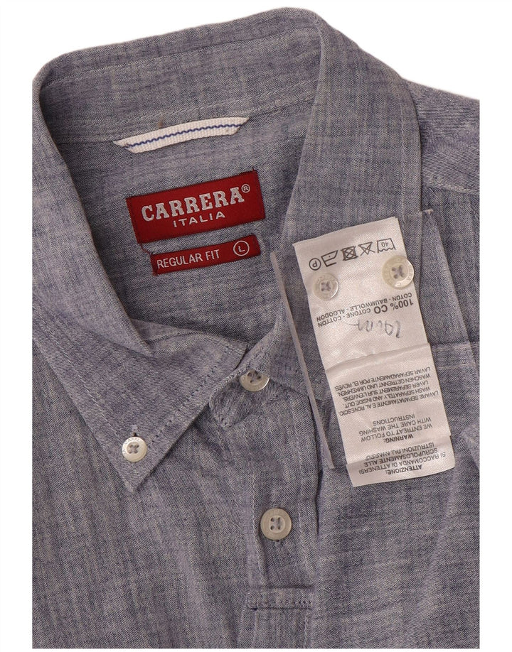 Camisa masculina Carrera manga curta regular fit grande algodão azul