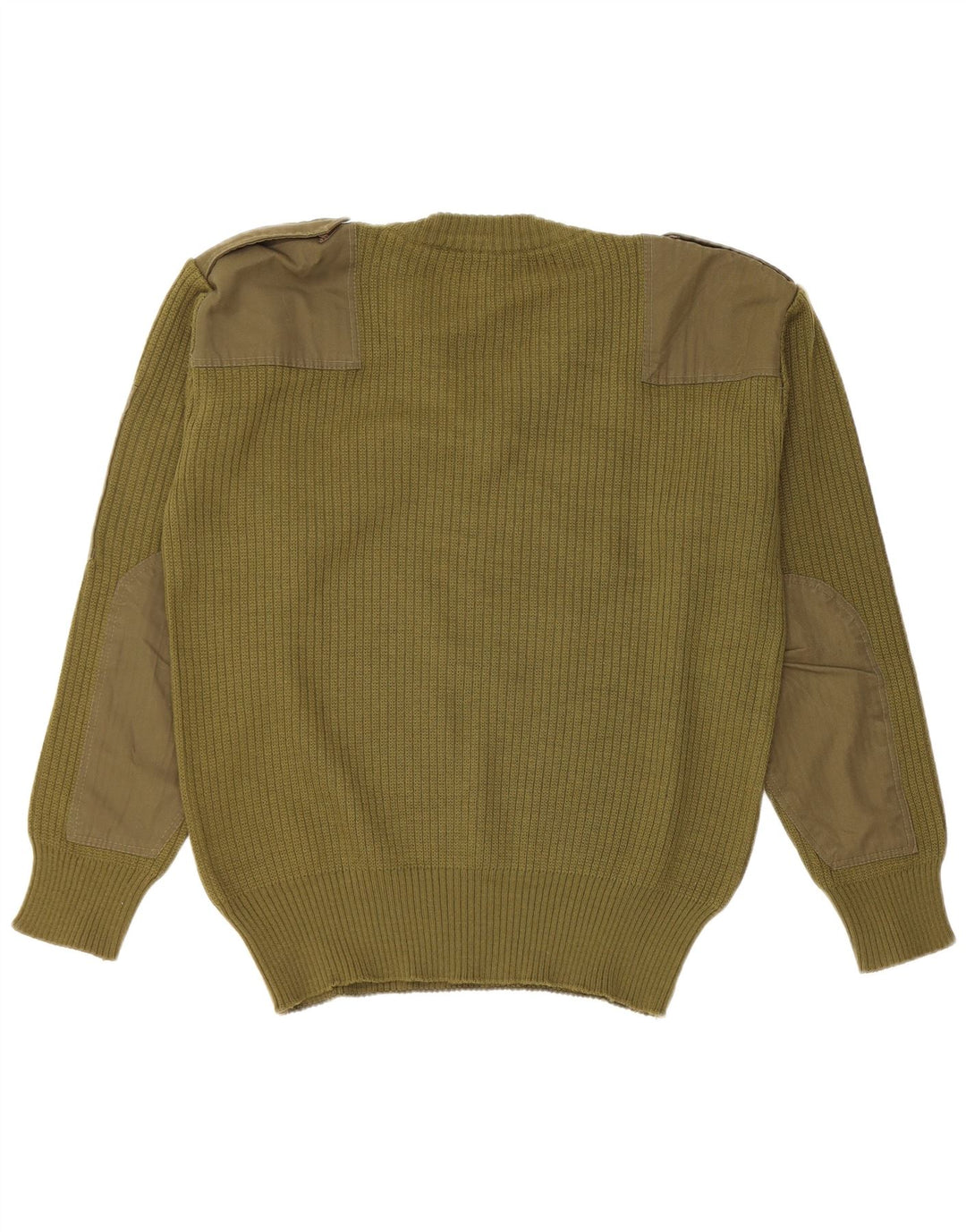 Suéter vintage masculino militar com decote em V médio cáqui