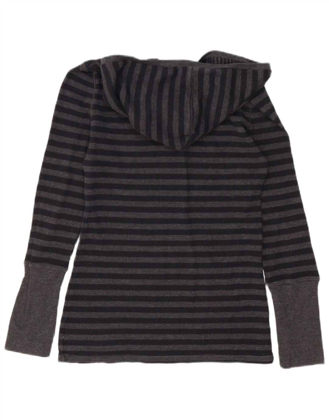 Calvin Klein Top feminino com capuz manga comprida Reino Unido 12 algodão listrado cinza médio