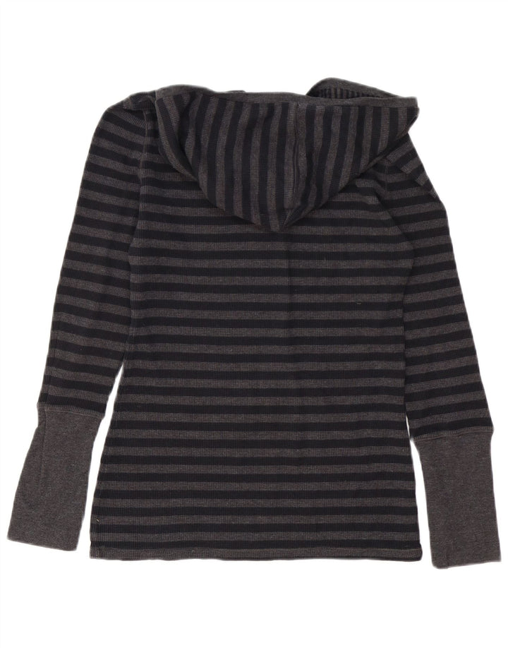 Calvin Klein Top feminino com capuz manga comprida Reino Unido 12 algodão listrado cinza médio