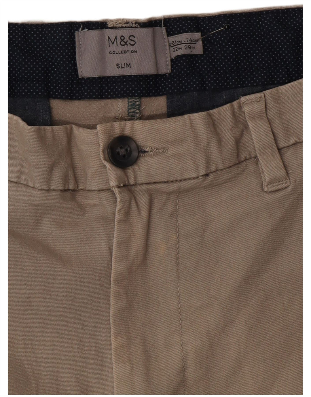 Calça Chino Masculina Slim Marks & Spencer W32 L29 Algodão Cinza